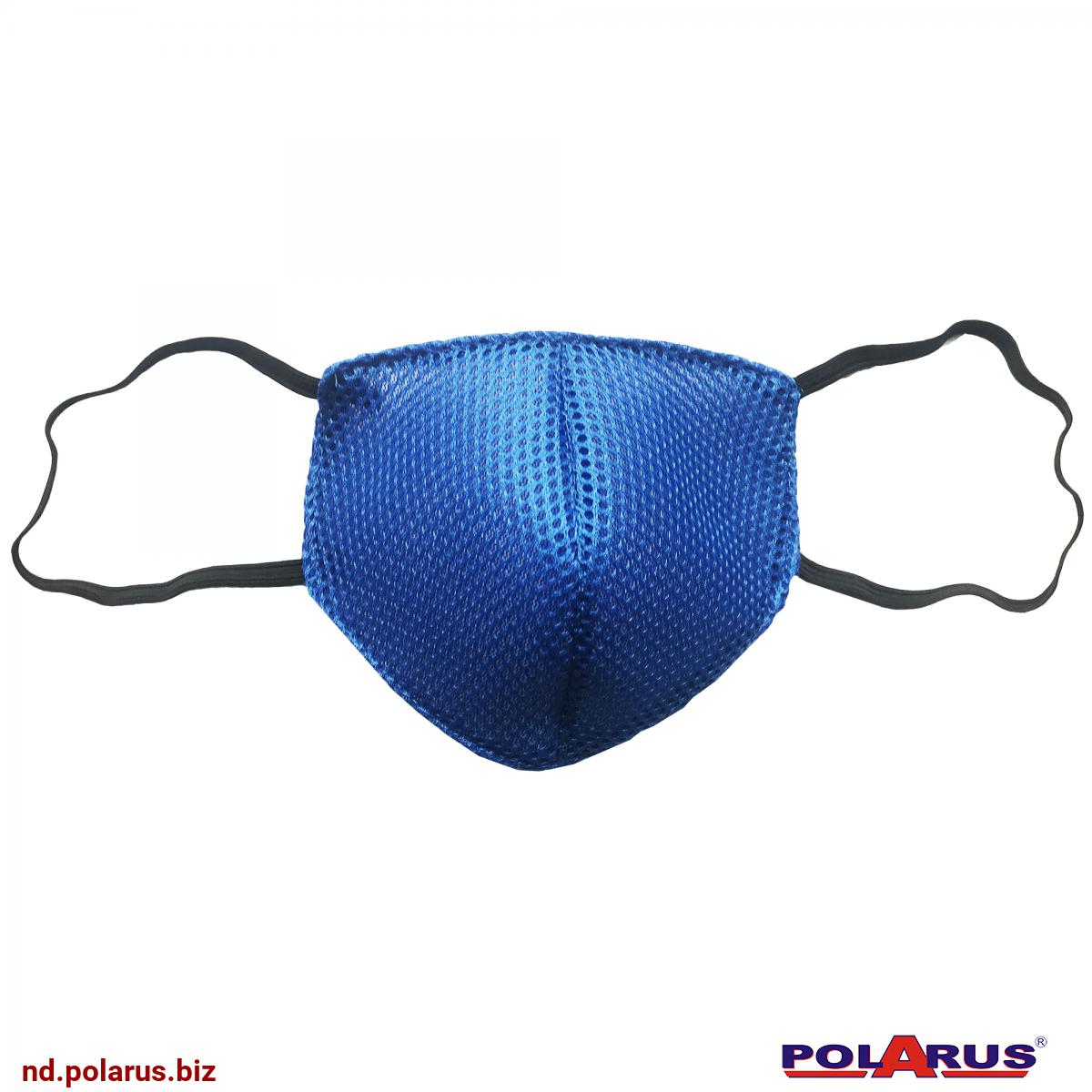 Маска защитная для маникюра (многоразовая) - синяя Предназначена для защиты дыхательных путей. Полностью закрывает рот, нос и нижнюю часть лица. Композитная - 3-ёх слойное исполнение 3D-полиэстер + 2 слоя спанбонда